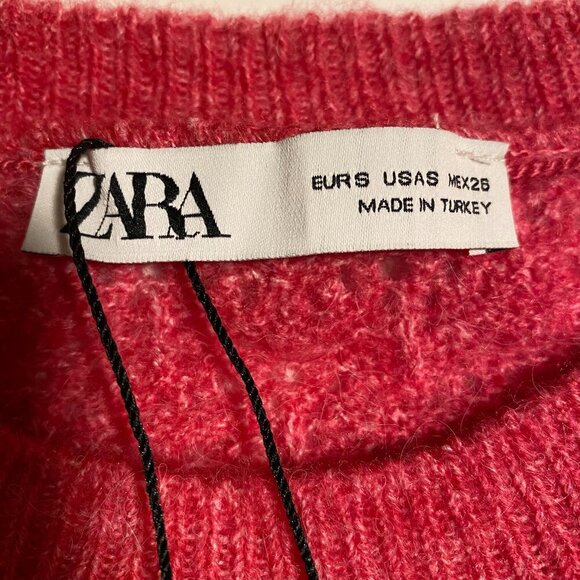 Zara Open Back Knit Pink Sweater Tie Back, Size Small - Picture 9 of 16